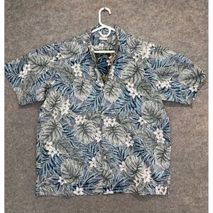 Vintage Go Barefoot Reverse Print Hawaiian Shirt Mens Large Floral Tropical USA